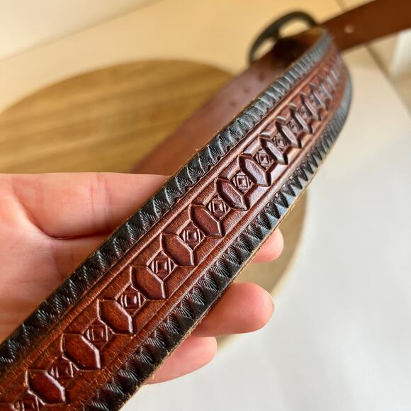 Vintage 90s Genuine Leather Brown Western Chunky Unisex Size XL to XXL main image 10